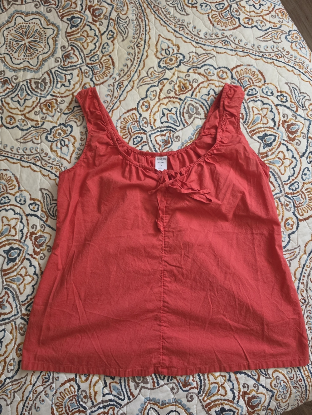Melrose and Market Coral Red Tie-Front Sleeveless Camisole